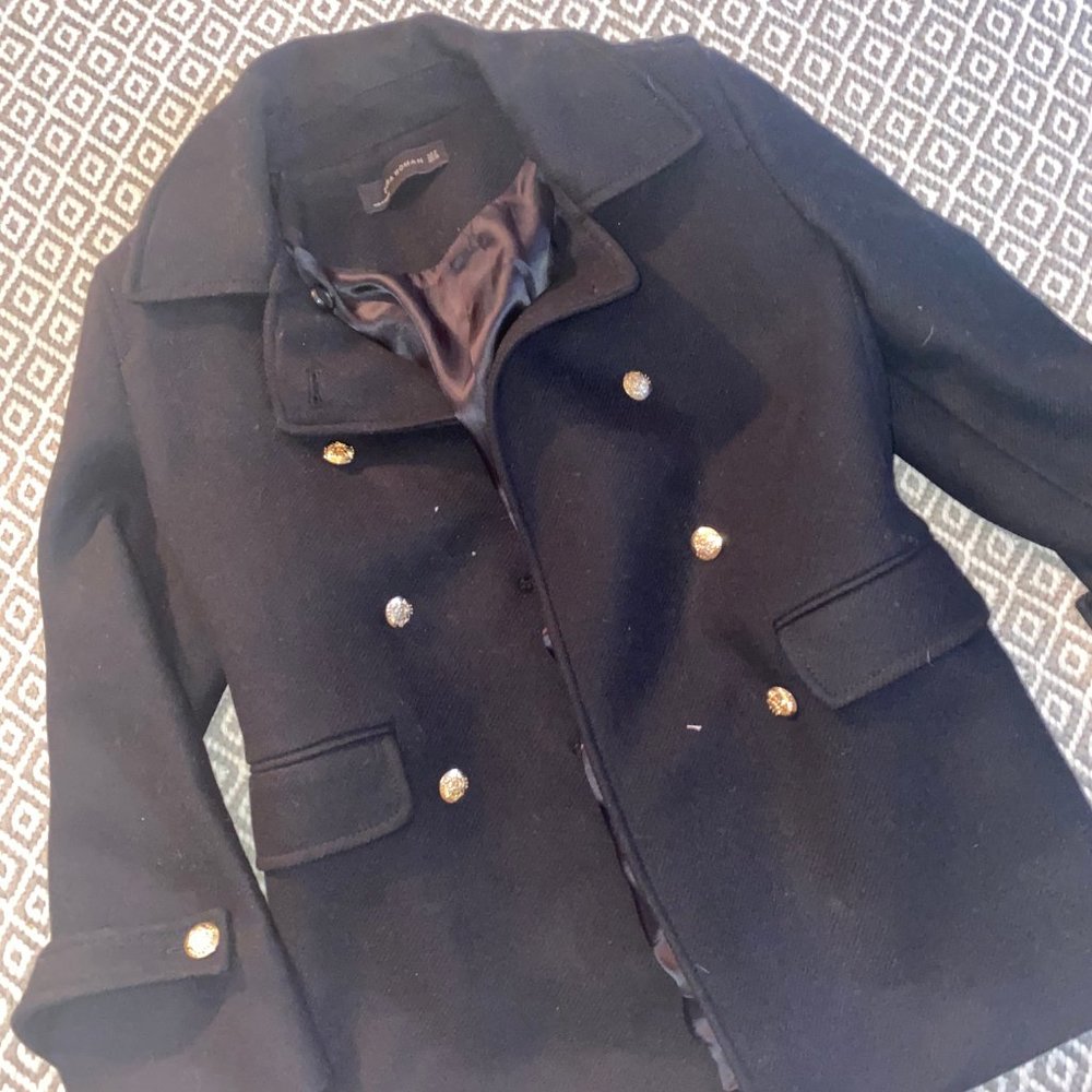 Black Zara pea coat size small